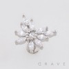 SPARKLING SILVER CRYSTAL MARQUISE CZ FLOWER PUSHIN (THREADLESS) 316L SURGICAL STEEL LABRET SET